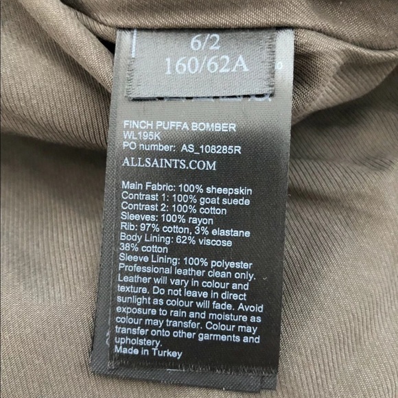 NWT ALL SAINTS 👀 Shearling Bomber Jacket Sz 2 ♨️ - Picture 4 of 8